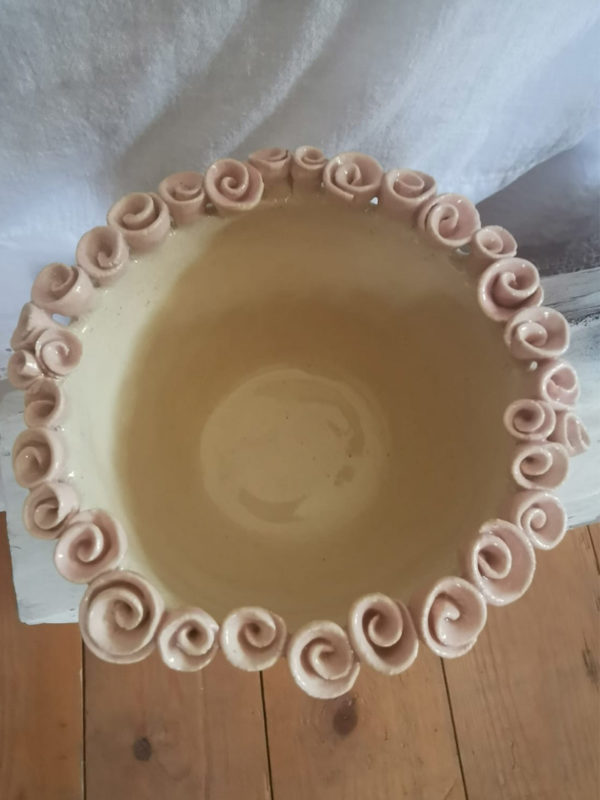 Kleine Rosenschale cremé/rosa – Bild 3
