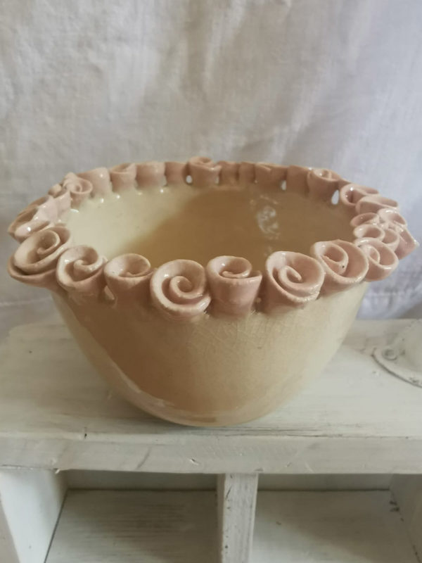 Kleine Rosenschale cremé/rosa