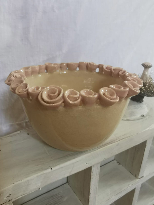 Kleine Rosenschale cremé/rosa – Bild 2