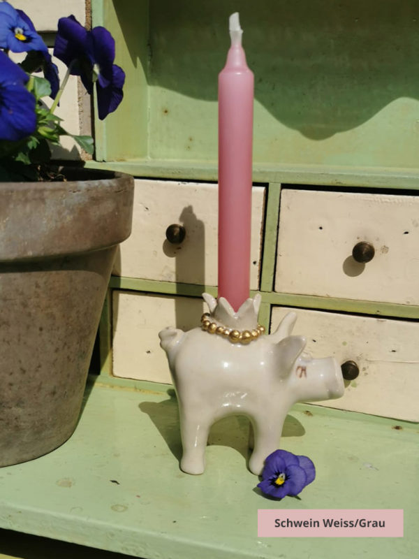 Kerzenschweine weiss/grau – Bild 2