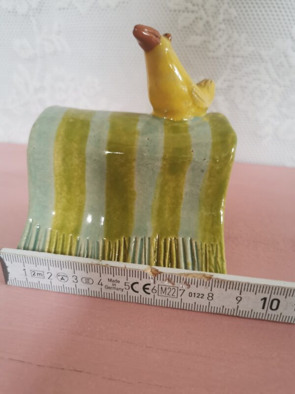 Grün blau gestreiftes Handtuch mit Ente, es passt perfekt auf einen Bidet Rand oder etwas ähnliches mit breitem Rand! Die Größe sieht man auf den Bildern. – Bild 5